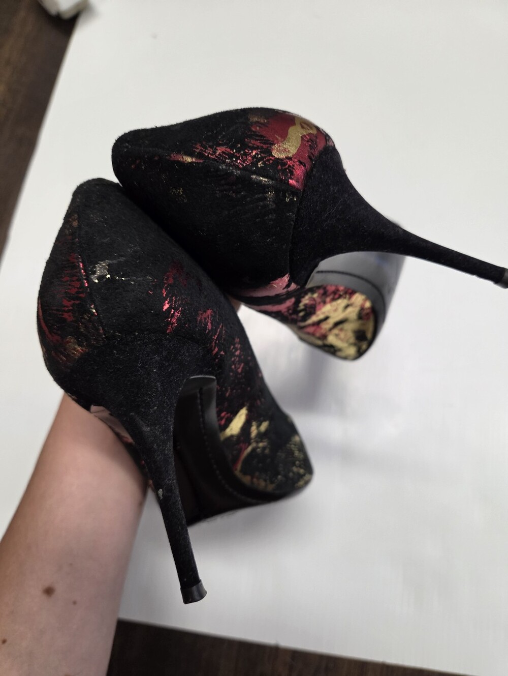Giuseppe Zanotti Black Velvet Red & Gold Metallic Firework Pumps Stiletto Sz 39 - Picture 9 of 11